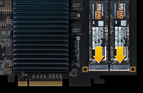 Sonnet McFiver Multifunction adapter card with dual M.2 NVMe SSD slots, 10GbE, and two 10Gbps USB-C Ports Sonnet McFiver Multifunction adapter card with dual M.2 NVMe SSD slots, 10GbE, and two 10Gbps USB-C Ports
